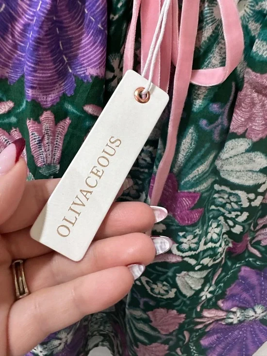 Olivaceous Floral Mini Dress In Green And Purple - Size Medium - Picture 6 of 12